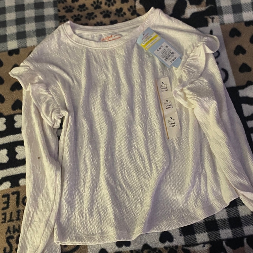 Cat & Jack White Ruffle Long Sleeve Tee